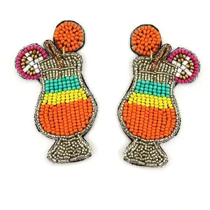 Beaded Earrings, Orange Mixed Drink