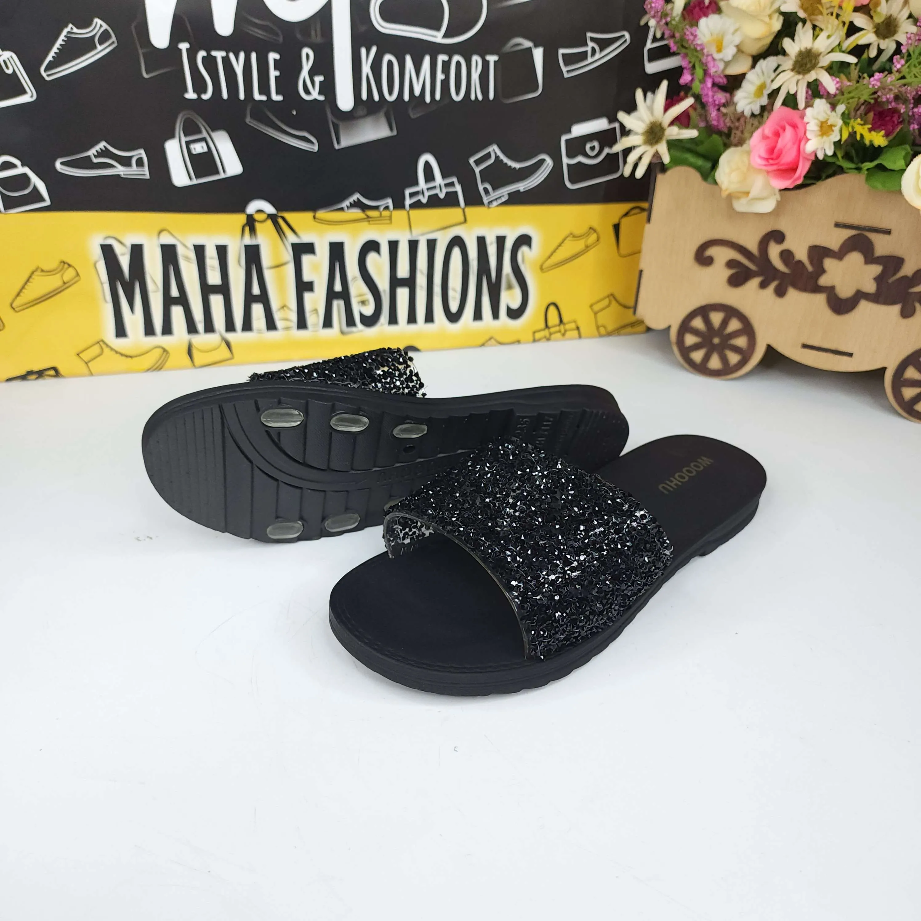 Black Studs Slippers