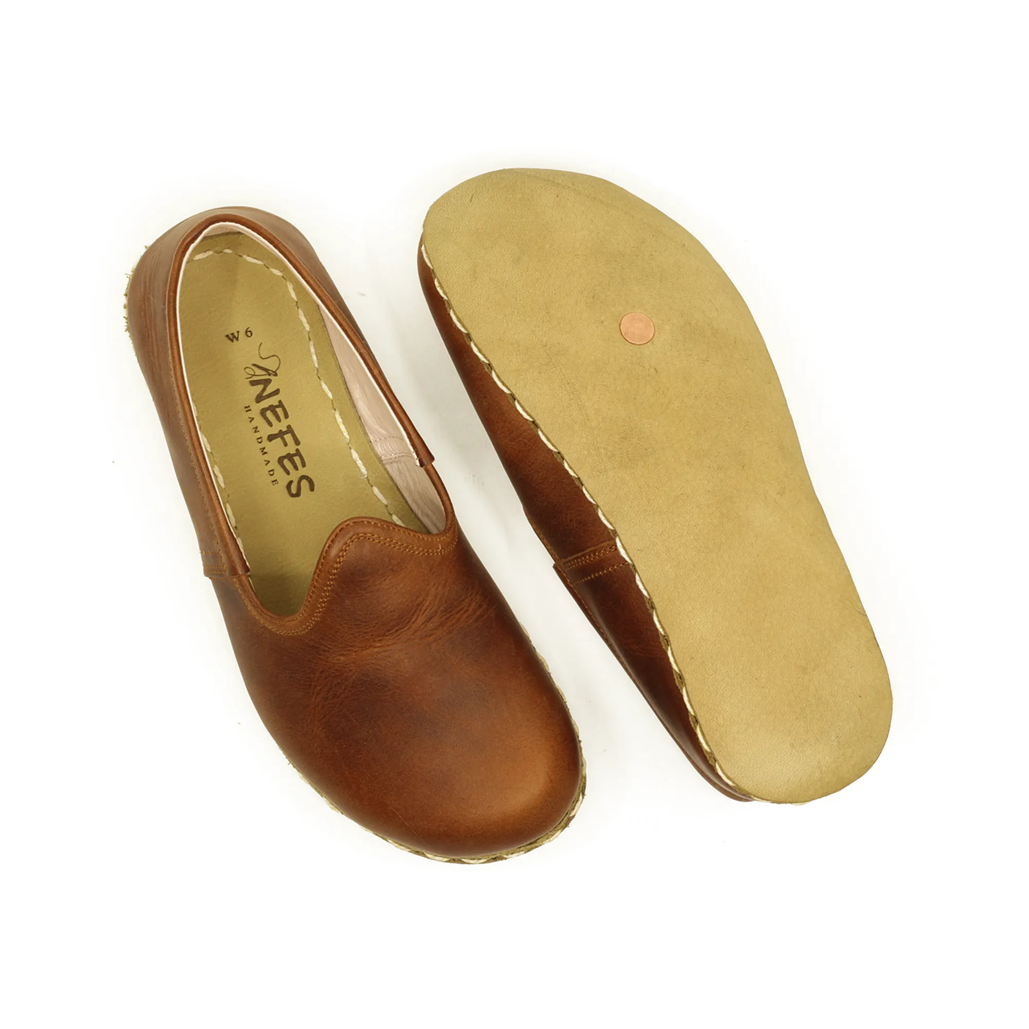 Crazy New Brown Barefoot Leather Shoes Flat for Women