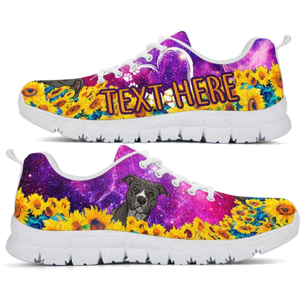 Custom Name Pit Bull Sneaker, Pit Bull Sunflower Galaxy Sneakers Running Shoes, Best Running Shoes