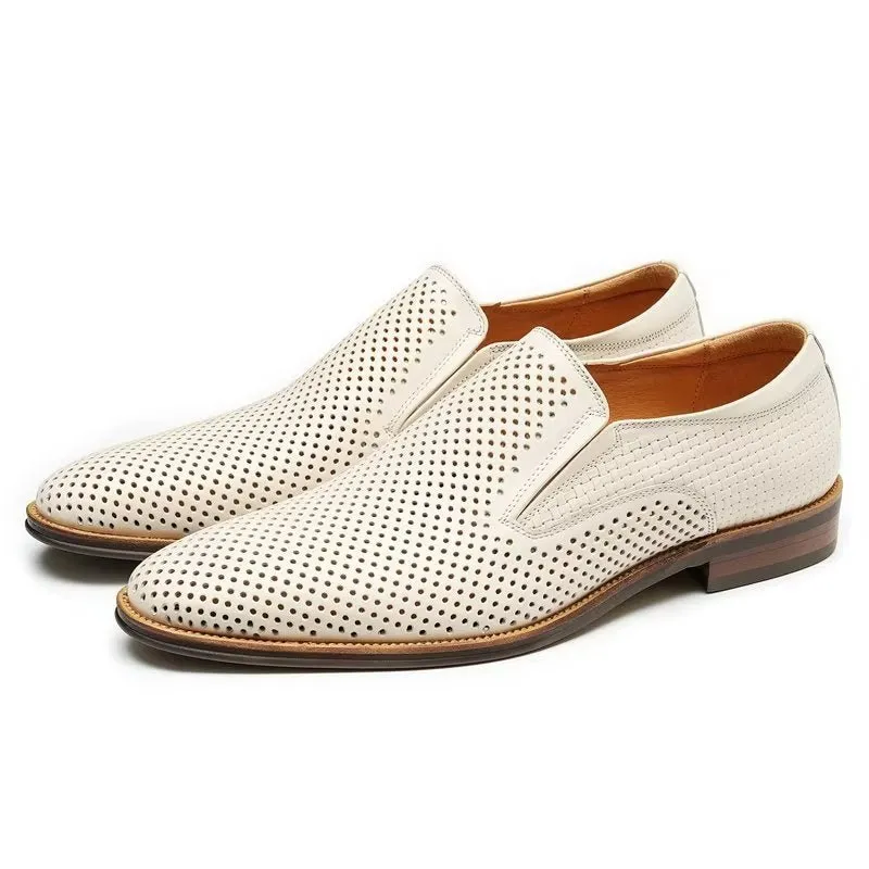 Elegant Leather Brogue Style Wedding Slip-Ons