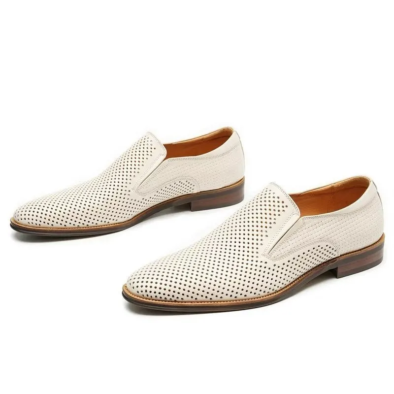 Elegant Leather Brogue Style Wedding Slip-Ons