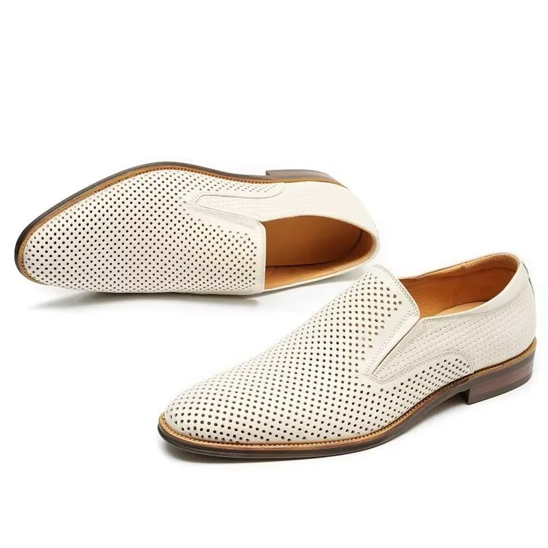 Elegant Leather Brogue Style Wedding Slip-Ons