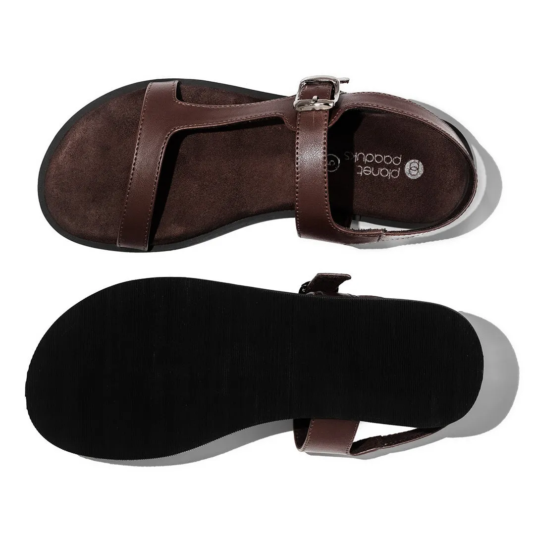 Ella Dual-Strap Vegan Leather Brown Women Sandals