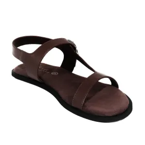 Ella Dual-Strap Vegan Leather Brown Women Sandals