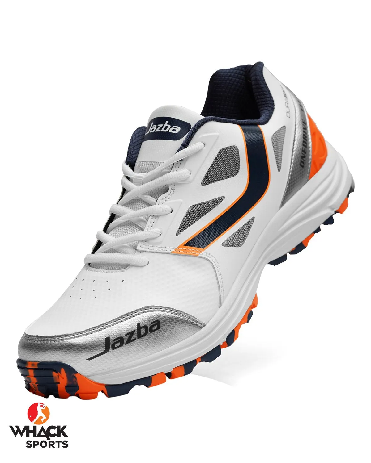 Jazba One Drive 111 - Rubber Cricket Shoes - Navy/Orange