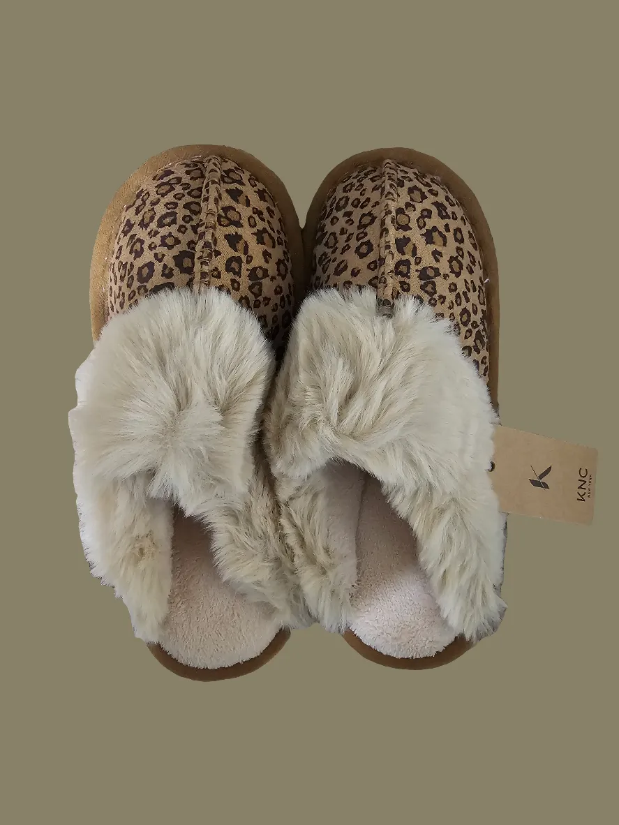 Leopard Print Suede Soft Home Slippers