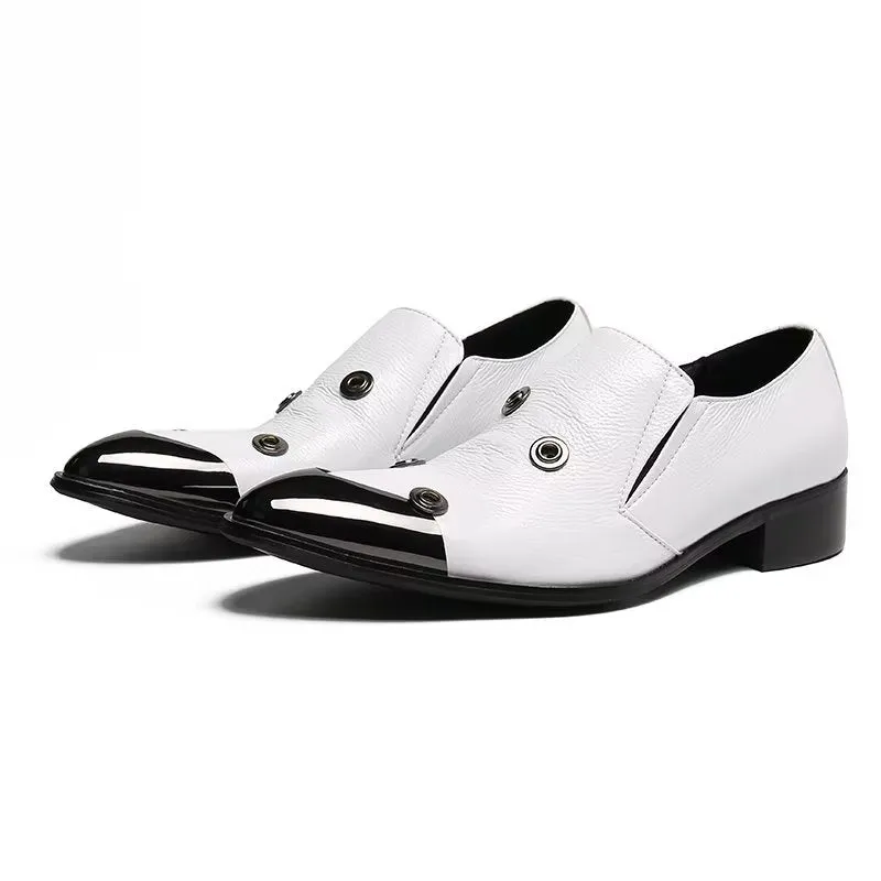 LuxeLeather Flashy Pattern Slip-on Loafers