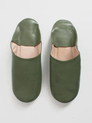 Moroccan Mens Babouche Slippers, Olive