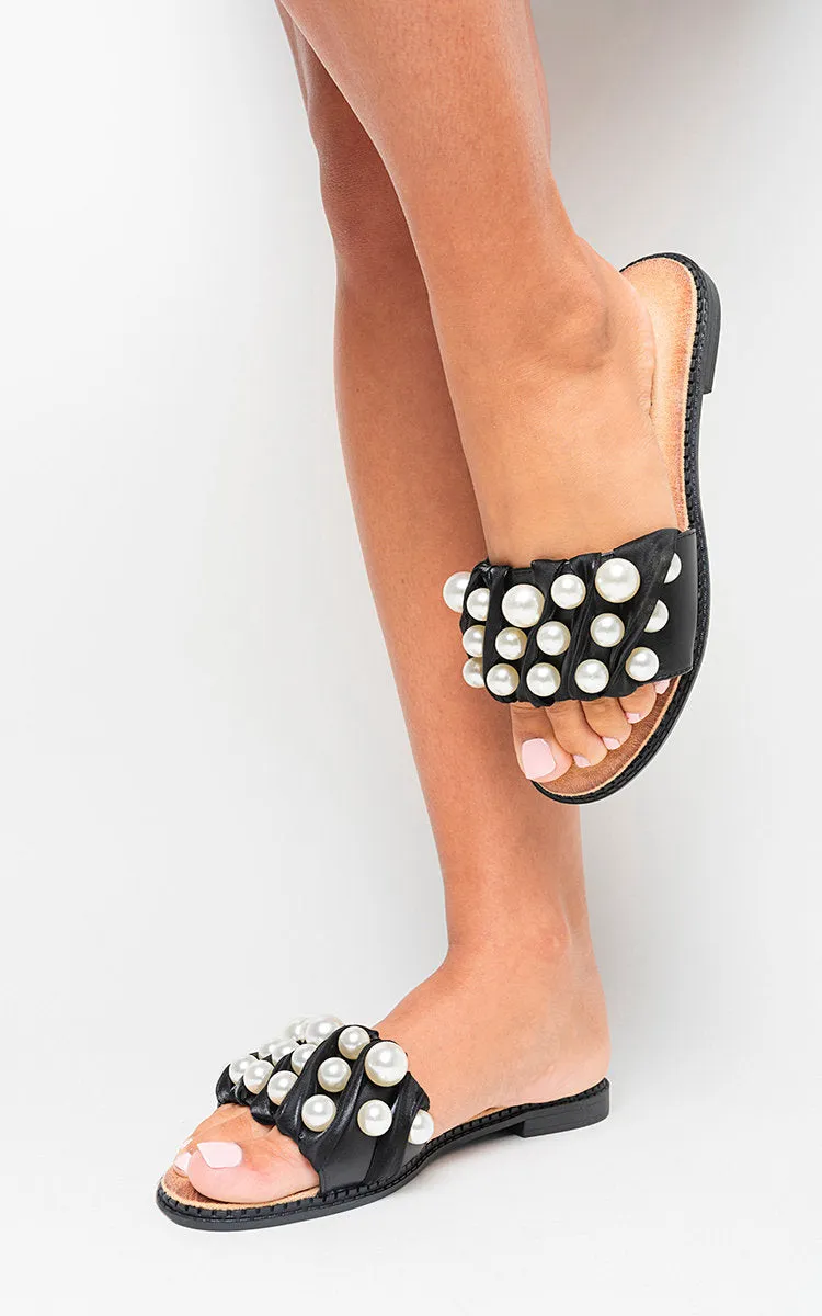 Pearl Studs Comfy Sandals