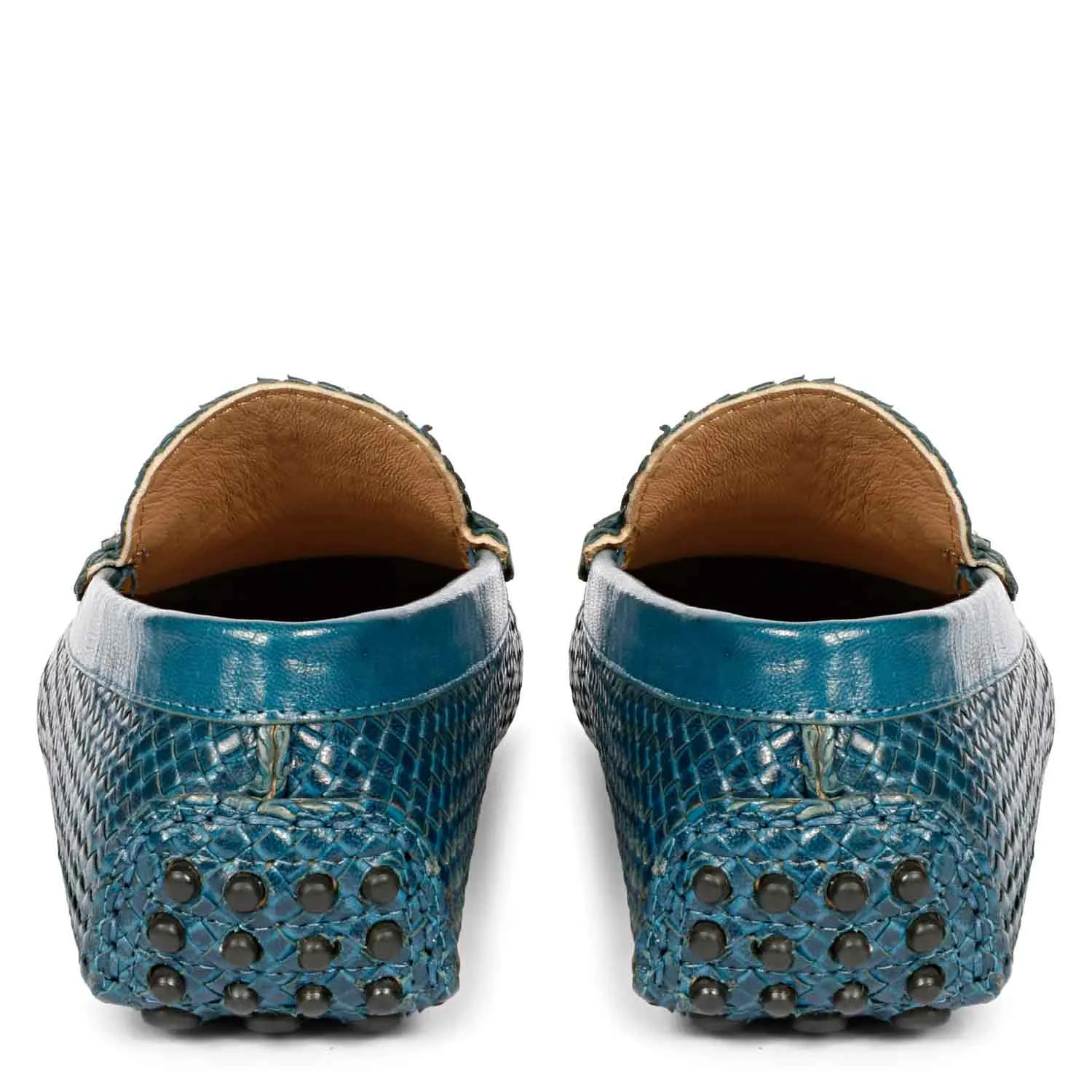 Saint Liana Blue Woven Leather Loafers