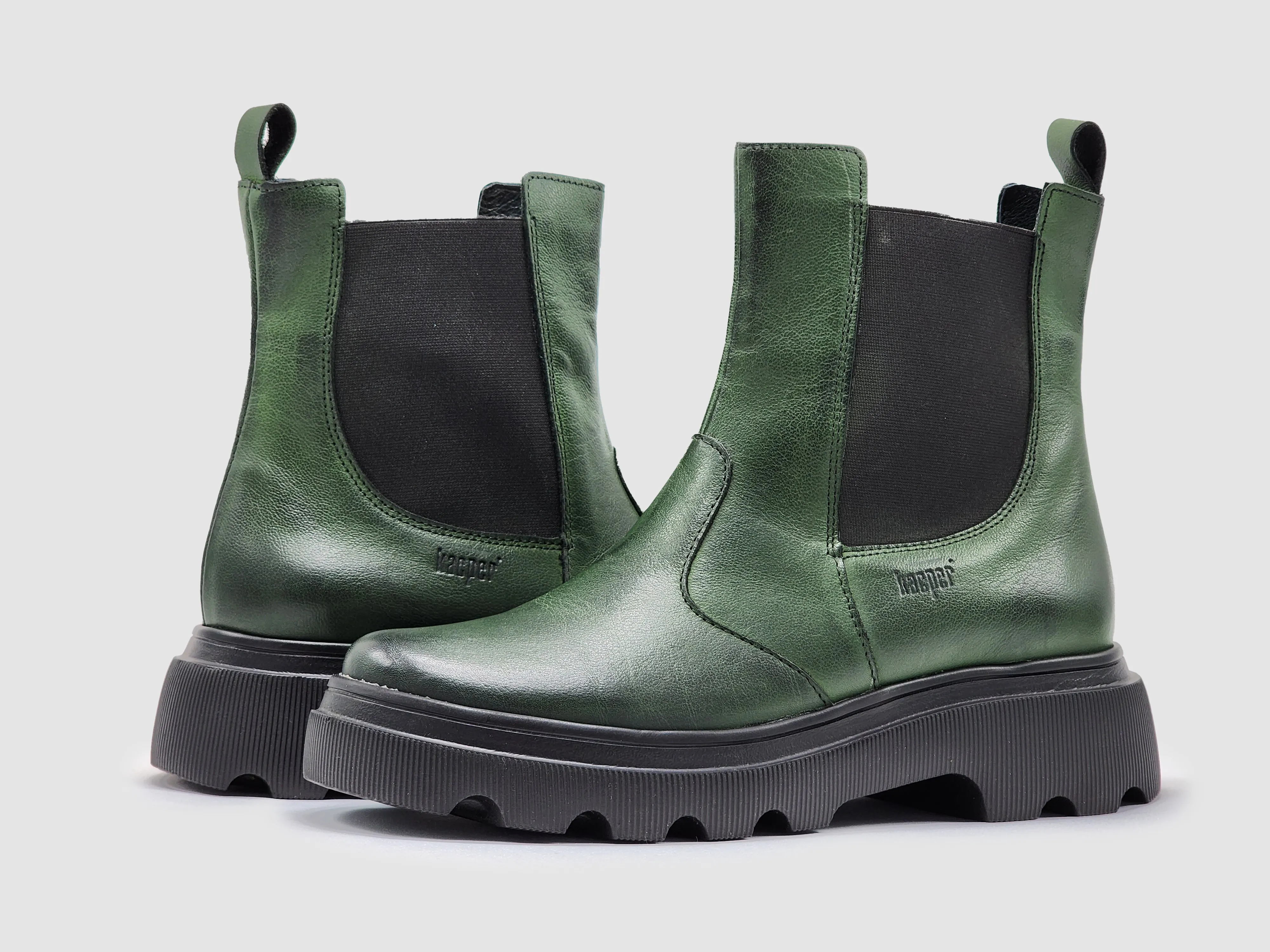 Women's Modern Insulated Zip-Up Chelsea Leather Boots - Green